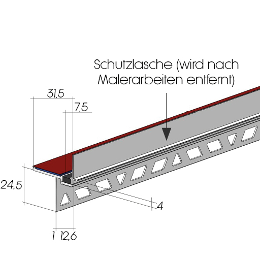 Maßzeichnung Anputzprofil Schattenfuge
